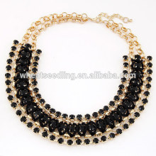 Pop exagerado mano tejido joya corta collar negro gargantilla